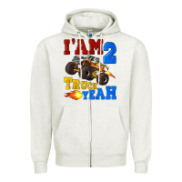 Oatmeal Heather i'am two truck yeah Zipper Hoodie - Artiststas