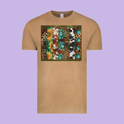 Western Patterns Brushstroke Vintage Tee Designed By Barkaloodesign