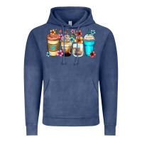Vintage Denim flowers with coffee Vintage Hoodie - Zillion Design Studio