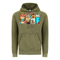 Vintage Olive flowers with coffee Vintage Hoodie - Zillion Design Studio