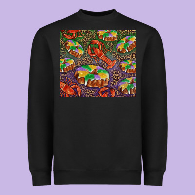 Heavyweight Sweatshirt Mardi gras king cake and crawfish