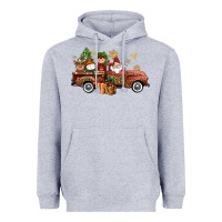 Heather Grey Christmas Truck Elf Santa snowman reindeer Heavyweight Hoodie - NancyCooperArtShop