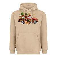 Mushroom Christmas Truck Elf Santa snowman reindeer Heavyweight Hoodie - NancyCooperArtShop
