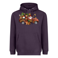 Plum Christmas Truck Elf Santa snowman reindeer Heavyweight Hoodie - NancyCooperArtShop