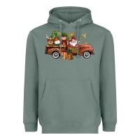 Sage Christmas Truck Elf Santa snowman reindeer Heavyweight Hoodie - NancyCooperArtShop