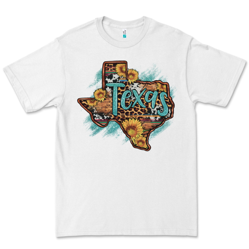 Leopard Cowhide Sunflower Texas Map Premium Tee by Artiststas | Teevron