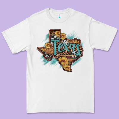 Leopard Cowhide Sunflower Texas Map Premium Tee Designed By Artiststas