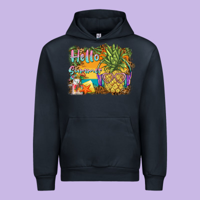 Hello Summer Pineapple Urban Hoodie Designed By Barkaloodesign
