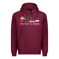 Burgundy tis the season pink christmas Premium Hoodie - MaliasSmallBusiness