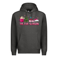 Charcoal Heather tis the season pink christmas Premium Hoodie - MaliasSmallBusiness