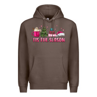 Coffee tis the season pink christmas Premium Hoodie - MaliasSmallBusiness