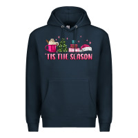 Navy tis the season pink christmas Premium Hoodie - MaliasSmallBusiness