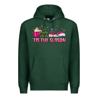 Sports Green tis the season pink christmas Premium Hoodie - MaliasSmallBusiness