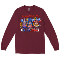 Burgundy hangin with my gnomerica Long Sleeve Tee - RacoonDesign