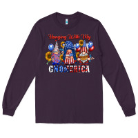 Plum hangin with my gnomerica Long Sleeve Tee - RacoonDesign