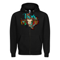 Black bullskull texas map Zipper Hoodie - JahusDesignShop