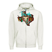 Oatmeal Heather bullskull texas map Zipper Hoodie - JahusDesignShop