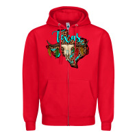 Red bullskull texas map Zipper Hoodie - JahusDesignShop