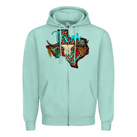 Seafoam bullskull texas map Zipper Hoodie - JahusDesignShop