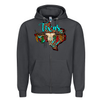 Smoke bullskull texas map Zipper Hoodie - JahusDesignShop