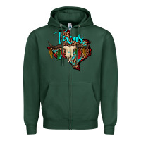 Sports Green bullskull texas map Zipper Hoodie - JahusDesignShop
