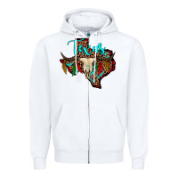 White bullskull texas map Zipper Hoodie - JahusDesignShop