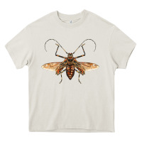 Cream acrocinus beetle with wings Heavy Core Tee - LillyAllenDesigns