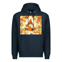 Navy fall gnome Premium Hoodie - MaliasSmallBusiness