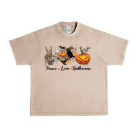 French Oak Peace Love Halloween Urban Heavy Tee - texasbilliewilder