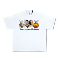White Peace Love Halloween Urban Heavy Tee - texasbilliewilder