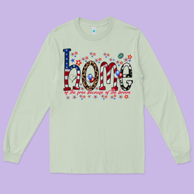 Home Of The Free Long Sleeve Tee Designed By Racoondesign