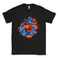 Black halloween pumpkin patch  5 Classic Tee - BundleAndBundleShop