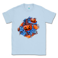 Dusty Blue halloween pumpkin patch  5 Classic Tee - BundleAndBundleShop