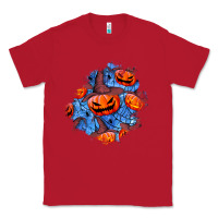 Red halloween pumpkin patch  5 Classic Tee - BundleAndBundleShop