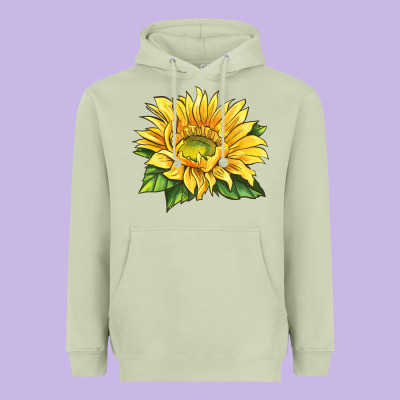 Starburst Greenburst Sunflower Heavyweight Hoodie Designed By Lillyallendesigns