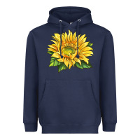 Navy starburst greenburst sunflower Heavyweight Hoodie - LillyAllenDesigns