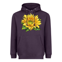 Plum starburst greenburst sunflower Heavyweight Hoodie - LillyAllenDesigns