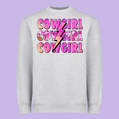 Cowgirl Cowgirl Lightning Bolt Heavyweight Sweatshirt Designed By Zillion Design Studio