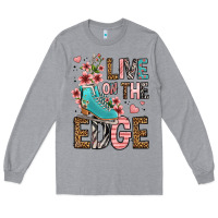 Heather Grey live on the edge ice skating Long Sleeve Tee - FaDigitalArtStudio