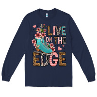 Navy live on the edge ice skating Long Sleeve Tee - FaDigitalArtStudio