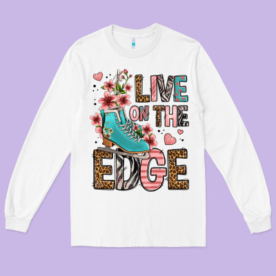 Live On The Edge Ice Skating Long Sleeve Tee Designed By Fadigitalartstudio