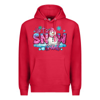 Cardinal up to snow good pink christmas winter snowman Premium Hoodie - MaliasSmallBusiness