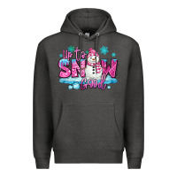 Charcoal Heather up to snow good pink christmas winter snowman Premium Hoodie - MaliasSmallBusiness