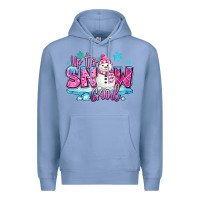 Colony Blue up to snow good pink christmas winter snowman Premium Hoodie - MaliasSmallBusiness