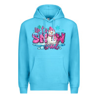 Ocean Blue up to snow good pink christmas winter snowman Premium Hoodie - MaliasSmallBusiness