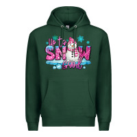 Sports Green up to snow good pink christmas winter snowman Premium Hoodie - MaliasSmallBusiness