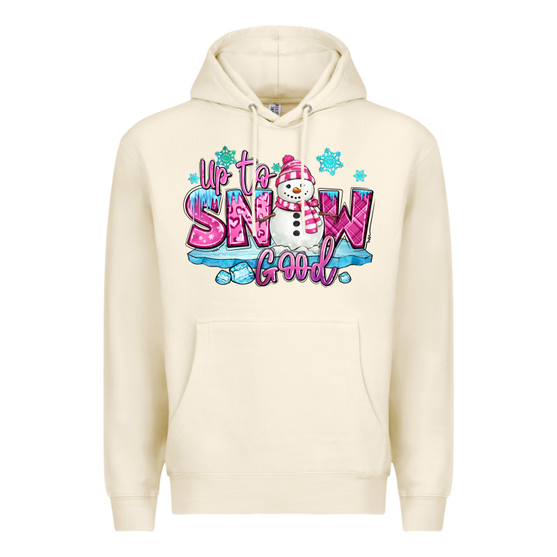 Up To Snow Good Pink Christmas Winter Snowman Premium Hoodie by MaliasSmallBusiness | Teevron