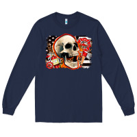 Navy firefighter skull Long Sleeve Tee - AdoDesignShop
