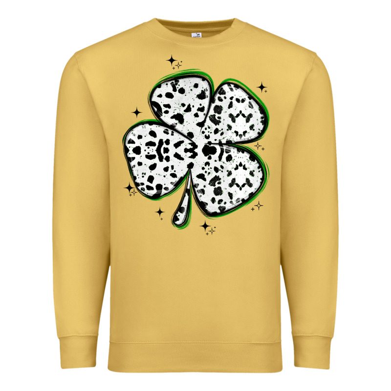 Four Leaf Clover Dalmatian Print Grunge Premium Sweatshirt by MaliasSmallBusiness | Teevron