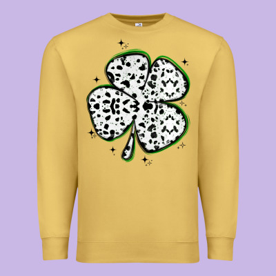Four Leaf Clover Dalmatian Print Grunge Premium Sweatshirt Designed By Maliassmallbusiness